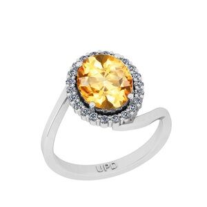 BEAUTIFUL 2.5 ct Citrine Diamond Halo Alternative Engagement Ring Wedding 6
